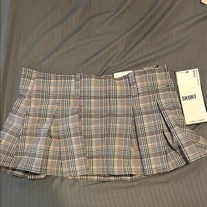 Charlotte Russe Plaid Mini Skirt - Black, White, and Pink